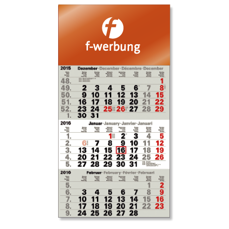 3-Monatskalender für das Folgejahr