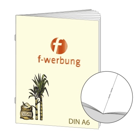 Broschüre aus Zuckerrohrpapier | DIN A6 8-Seiter | bedruckt