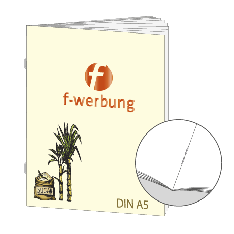 Broschüre aus Zuckerrohrpapier | DIN A5 20-Seiter | bedruckt