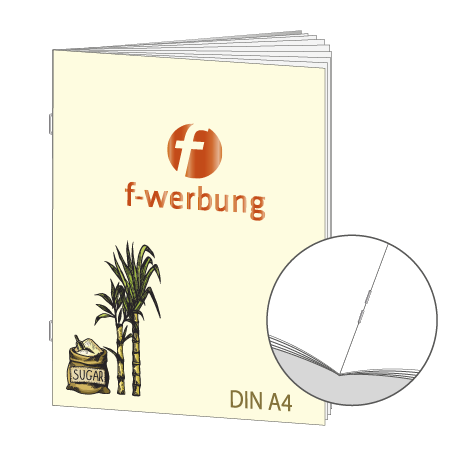 Broschüre aus Zuckerrohrpapier | DIN A4 20-Seiter | bedruckt